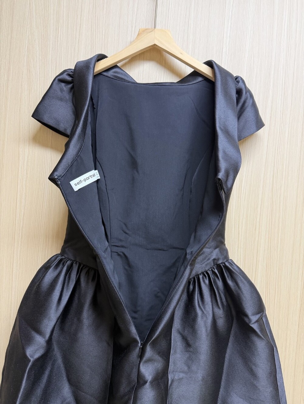 Self Portrait Black Taffeta Collared Mini Dress - Picture 12 of 14